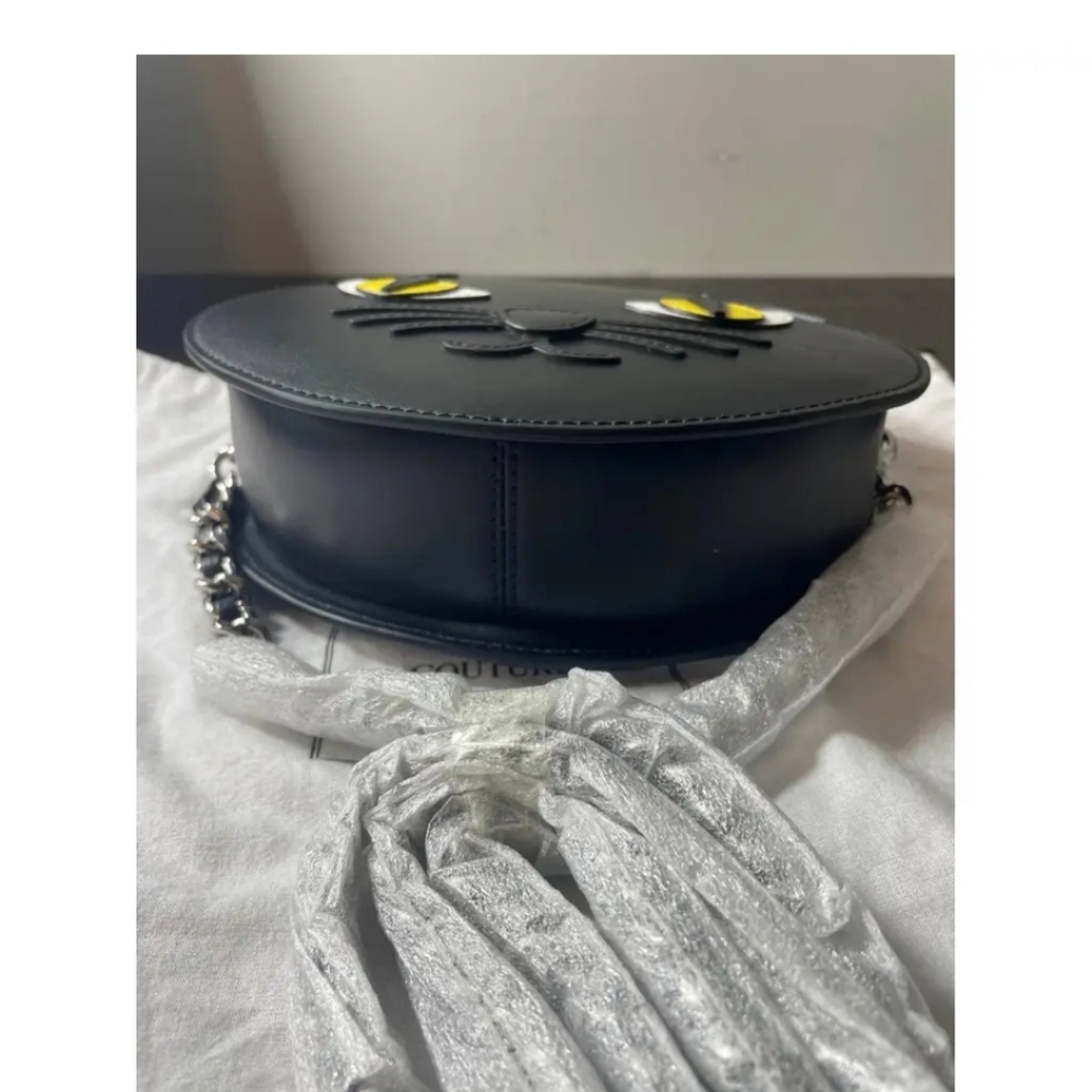 Jeremy Scott BLACK LEATHER CAT CROSSBODY BAG Moschino couture New /dust Bag - Picture 2 of 7